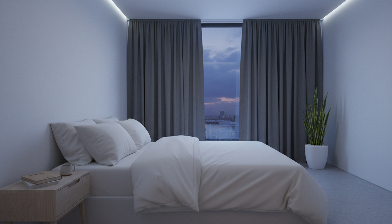 Minimalist bedroom setup optimized for sleep hygiene