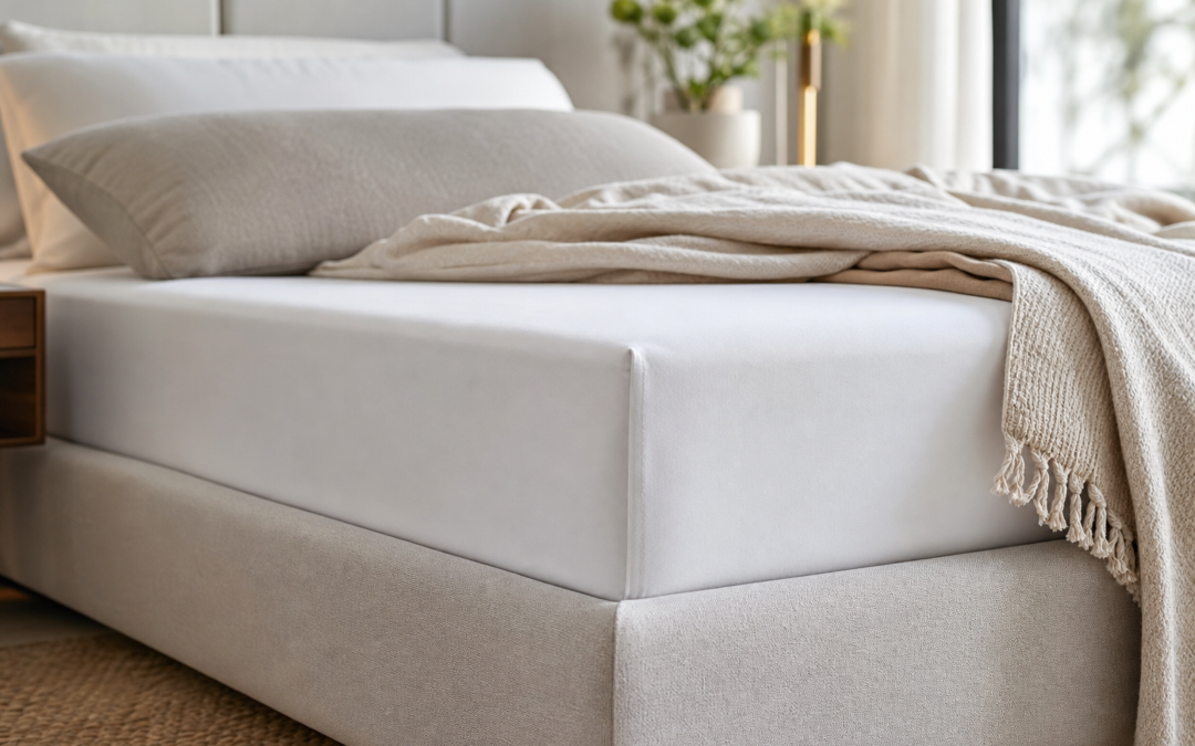 Photo-realistic sleep-health hero image for Bed Scrunchie Review: The Tiny Bedding Annoyance That Can Make a Bed Feel Messy at 2 A.M.