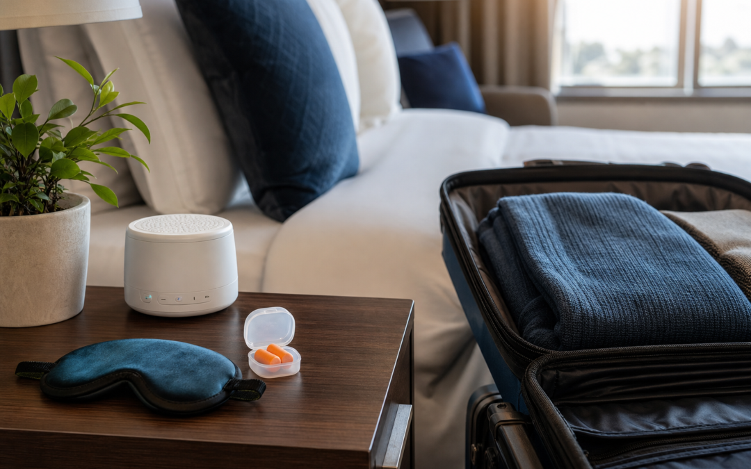 Travel Sleep Kit: Earplugs, Mask, White Noise, and Light Control