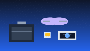 Travel sleep kit with suitcase, sleep mask, earplugs, and portable white noise device